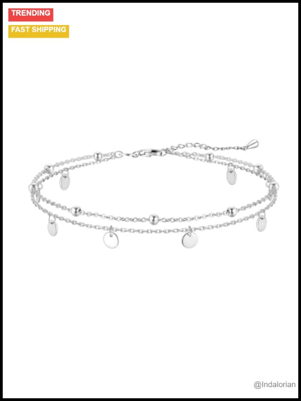 925 Sterling Silver Dainty Layered Anklet Boho Foot Chain with Charms